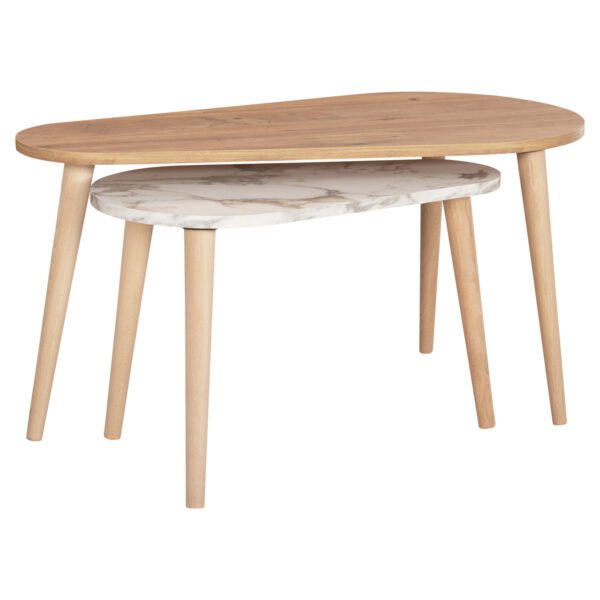 ΤΡΑΠΕΖΙΑ ΣΑΛΟΝΙΟΥ 2ΤΜΧ APRILIA HM18179.03 ΜΕΛΑΜΙΝΗ ΦΥΣΙΚΟ-ΛΕΥΚΟ ΜΑΡΜΑΡΟ 94x47x47Υεκ - Image 4