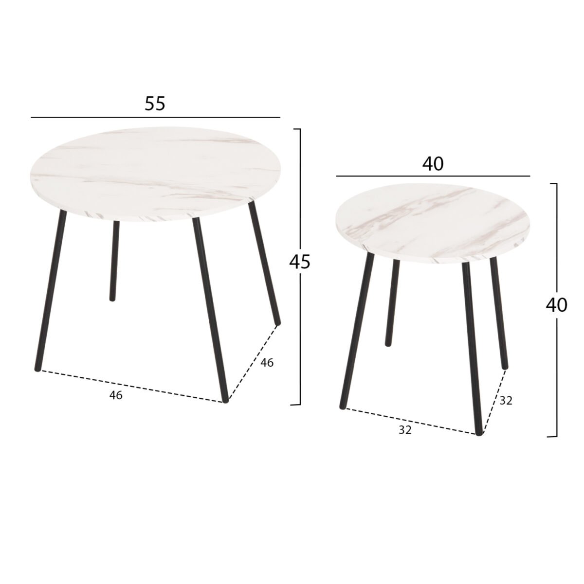 ΤΡΑΠΕΖΙΑ ΣΑΛΟΝΙΟΥ 2ΤΜΧ CUPPER HM9878.12 ΜΕΛΑΜΙΝΗ ΛΕΥΚΟ ΜΑΡΜΑΡΟ-ΜΑΥΡΟ ΜΕΤΑΛΛΟ - Image 2