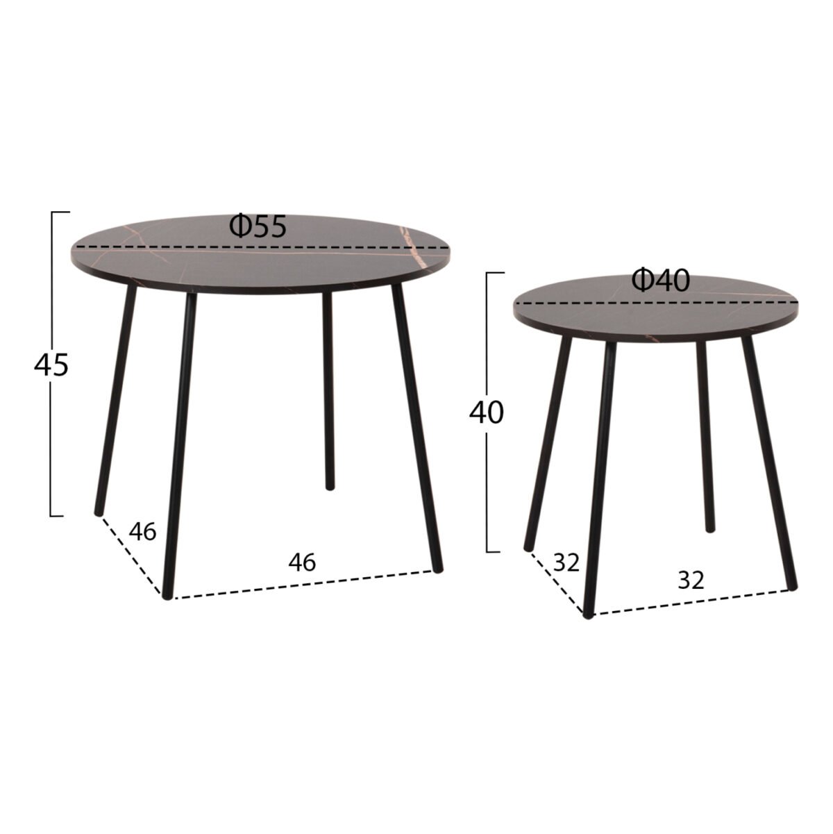 ΤΡΑΠΕΖΙΑ ΣΑΛΟΝΙΟΥ 2ΤΜΧ CUPPER HM9878.13 ΜΕΛΑΜΙΝΗ ΜΑΥΡΟ ΜΑΡΜΑΡΟ-ΜΑΥΡΟ ΜΕΤΑΛΛΟ - Image 2