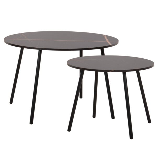 ΤΡΑΠΕΖΙΑ ΣΑΛΟΝΙΟΥ 2ΤΜΧ CUPPER HM9878.13 ΜΕΛΑΜΙΝΗ ΜΑΥΡΟ ΜΑΡΜΑΡΟ-ΜΑΥΡΟ ΜΕΤΑΛΛΟ - Image 4