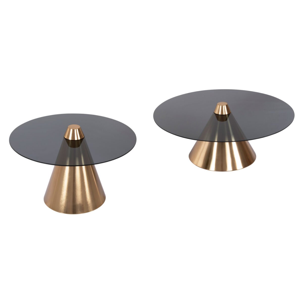 ΤΡΑΠΕΖΙA ΣΑΛΟΝΙΟΥ 2ΤΜΧ REBEN HM9919 ΜΕΤΑΛΛΟ ΧΡΥΣΟ-ΦΙΜΕ ΜΑΥΡΟ ΓΥΑΛΙ Φ80 & Φ60 εκ. - Image 9