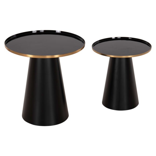 ΤΡΑΠΕΖΙA ΣΑΛΟΝΙΟΥ 2ΤΜΧ BENG HM9920 ΜΕΤΑΛΛΟ ΕΜΑΓΙΕ TOP-ΒΑΣΗ ΜΑΤ-ΜΑΥΡΟ Φ50 & Φ40 εκ. - Image 7