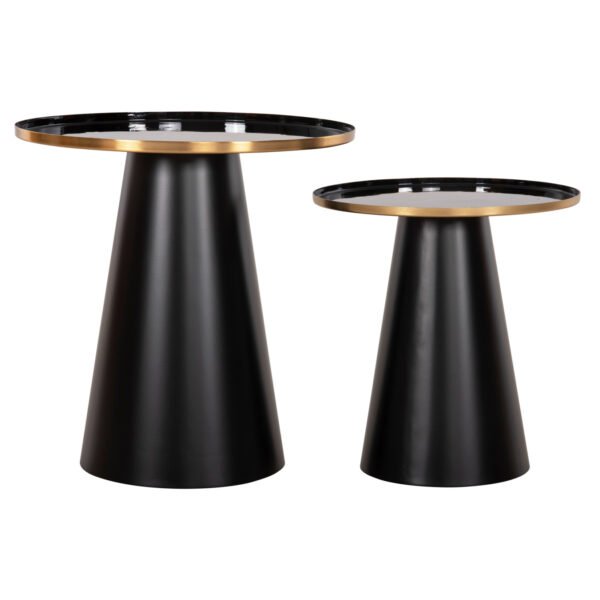 ΤΡΑΠΕΖΙA ΣΑΛΟΝΙΟΥ 2ΤΜΧ BENG HM9920 ΜΕΤΑΛΛΟ ΕΜΑΓΙΕ TOP-ΒΑΣΗ ΜΑΤ-ΜΑΥΡΟ Φ50 & Φ40 εκ. - Image 8