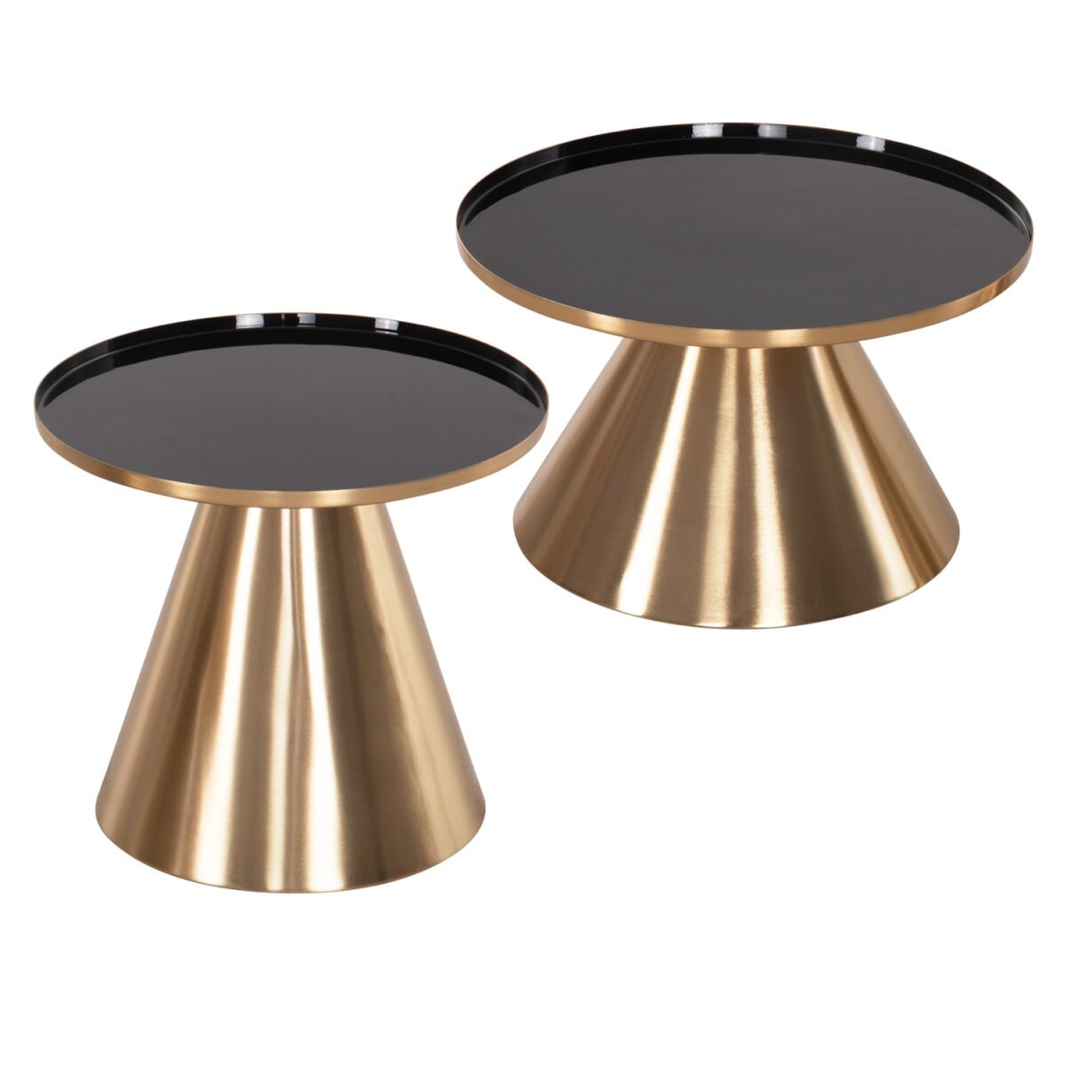 ΤΡΑΠΕΖΙA ΣΑΛΟΝΙΟΥ 2ΤΜΧ LORME HM9923 ΜΕΤΑΛΛΟ ΣΕ ΜΑΥΡΟ&ΧΡΥΣΟ Φ50 & Φ40 εκ. - Image 9