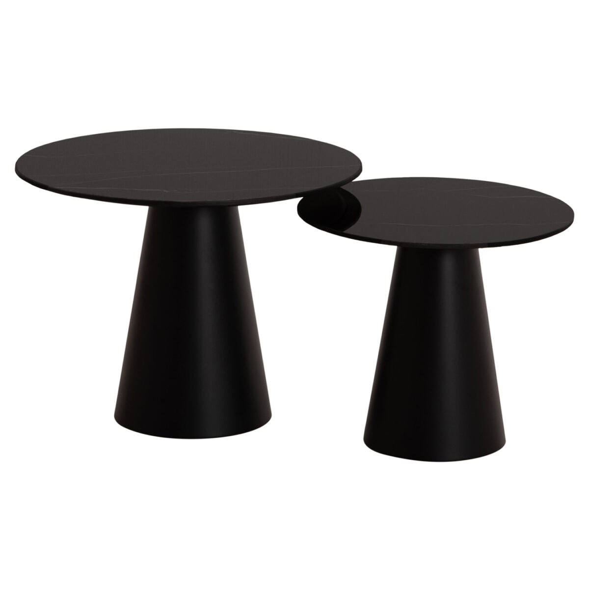 ΤΡΑΠΕΖΙA ΣΑΛΟΝΙΟΥ 2ΤΜΧ DIEN HM9926 ΜΕΤΑΛ.ΒΑΣΕΙΣ & ΚΕΡΑΜΙΚΟ TOP-ΜΑΥΡΟ Φ56.5 & Φ43.5 εκ. - Image 3