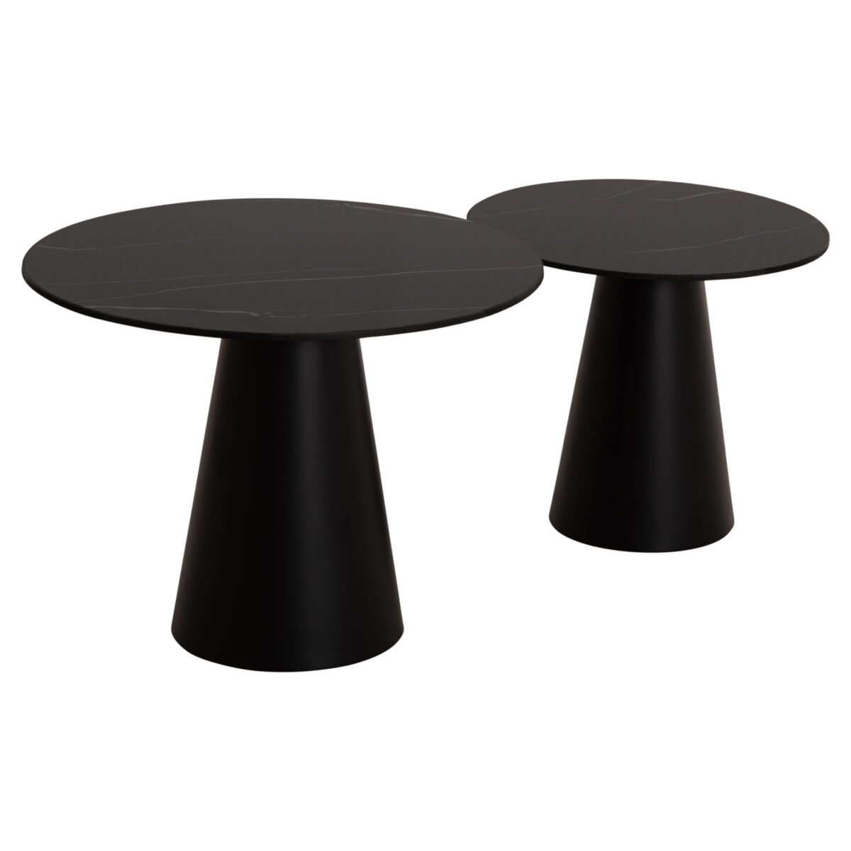 ΤΡΑΠΕΖΙA ΣΑΛΟΝΙΟΥ 2ΤΜΧ DIEN HM9926 ΜΕΤΑΛ.ΒΑΣΕΙΣ & ΚΕΡΑΜΙΚΟ TOP-ΜΑΥΡΟ Φ56.5 & Φ43.5 εκ. - Image 4