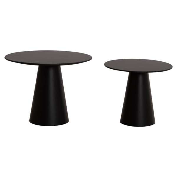 ΤΡΑΠΕΖΙA ΣΑΛΟΝΙΟΥ 2ΤΜΧ DIEN HM9926 ΜΕΤΑΛ.ΒΑΣΕΙΣ & ΚΕΡΑΜΙΚΟ TOP-ΜΑΥΡΟ Φ56.5 & Φ43.5 εκ. - Image 6