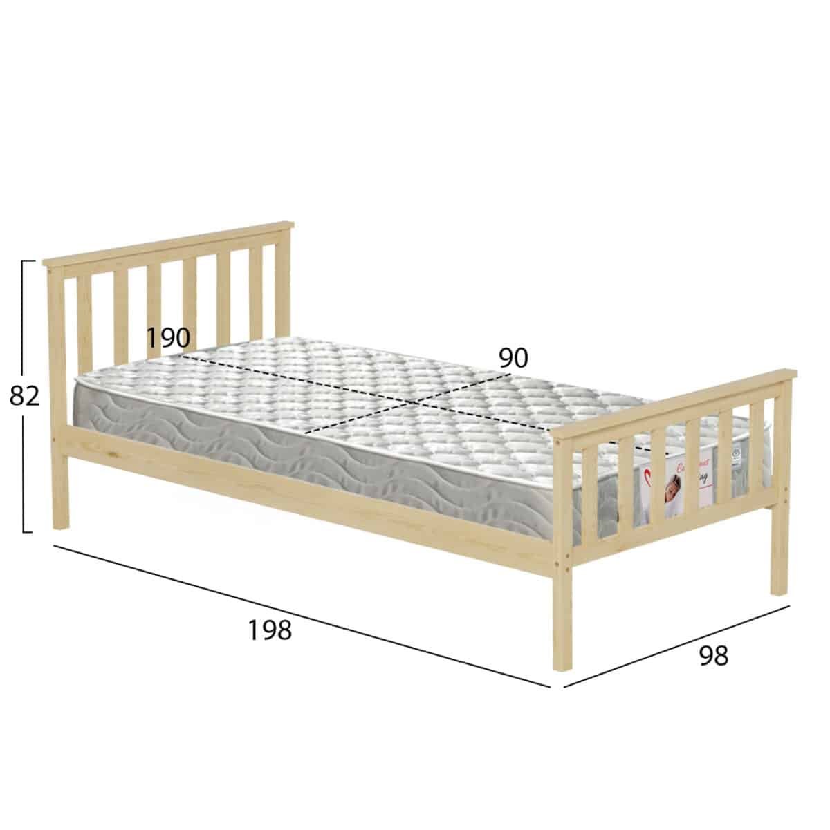 ΚΡΕΒΑΤΙ ΠΑΙΔΙΚΟ ΜΕ ΣΤΡΩΜΑ GIMLY HM21300 ΞΥΛΟ ΠΕΥΚΟΥ ΣΕ ΦΥΣΙΚΟ ΓΙΑ ΣΤΡΩΜΑ 90x190εκ - Image 3