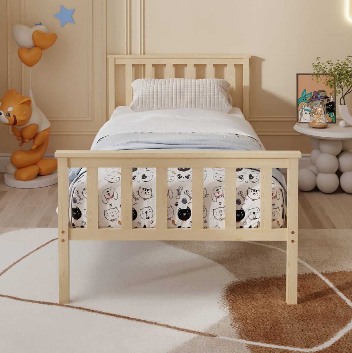 ΚΡΕΒΑΤΙ ΠΑΙΔΙΚΟ ΜΕ ΣΤΡΩΜΑ GIMLY HM21300 ΞΥΛΟ ΠΕΥΚΟΥ ΣΕ ΦΥΣΙΚΟ ΓΙΑ ΣΤΡΩΜΑ 90x190εκ - Image 5