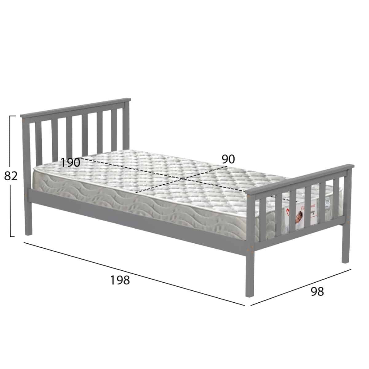 ΚΡΕΒΑΤΙ ΠΑΙΔΙΚΟ ΜΕ ΣΤΡΩΜΑ GIMLY HM21300.02 ΞΥΛΟ ΠΕΥΚΟΥ ΣΕ ΓΚΡΙ- ΓΙΑ ΣΤΡΩΜΑ 90x190εκ - Image 3