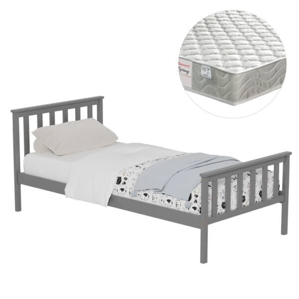 ΚΡΕΒΑΤΙ ΠΑΙΔΙΚΟ ΜΕ ΣΤΡΩΜΑ GIMLY HM21300.02 ΞΥΛΟ ΠΕΥΚΟΥ ΣΕ ΓΚΡΙ- ΓΙΑ ΣΤΡΩΜΑ 90x190εκ