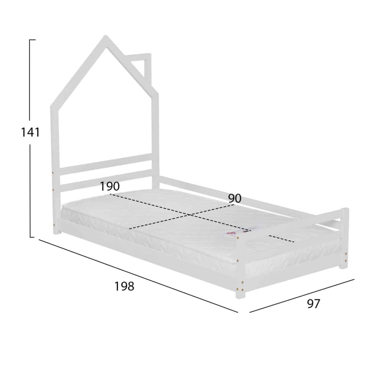 ΚΡΕΒΑΤΙ ΠΑΙΔΙΚΟ ΜΕ ΣΤΡΩΜΑ HOUSER HM21301 ΞΥΛΟ ΠΕΥΚΟΥ ΣΕ ΛΕΥΚΟ--ΣΤΡΩΜΑ 90x190εκ - Image 3