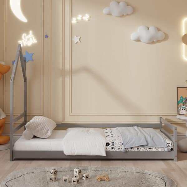 ΚΡΕΒΑΤΙ ΠΑΙΔΙΚΟ ΜΕ ΣΤΡΩΜΑ HOUSER HM21301.01 ΞΥΛΟ ΠΕΥΚΟΥ ΣΕ ΓΚΡΙ--ΣΤΡΩΜΑ 90x190εκ - Image 5