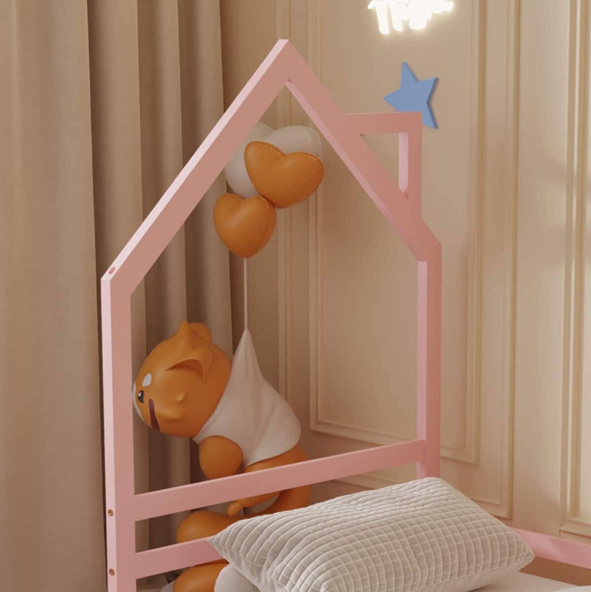 ΚΡΕΒΑΤΙ ΠΑΙΔΙΚΟ ΜΕ ΣΤΡΩΜΑ HOUSER HM21301.02 ΞΥΛΟ ΠΕΥΚΟΥ ΣΕ ΡΟΖ--ΣΤΡΩΜΑ 90x190εκ - Image 6