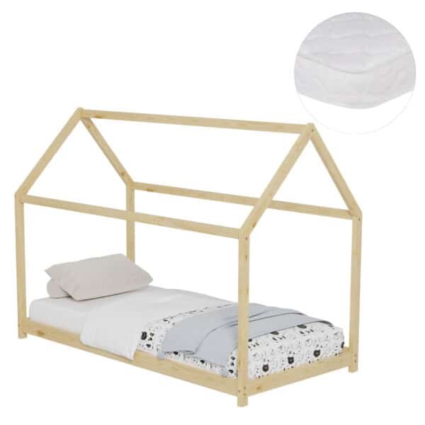 ΚΡΕΒΑΤΙ ΠΑΙΔΙΚΟ ΜΕ ΣΤΡΩΜΑ PEPE HM21302 ΞΥΛΟ ΠΕΥΚΟΥ ΣΕ ΦΥΣΙΚΟ--ΣΤΡΩΜΑ 90x190εκ