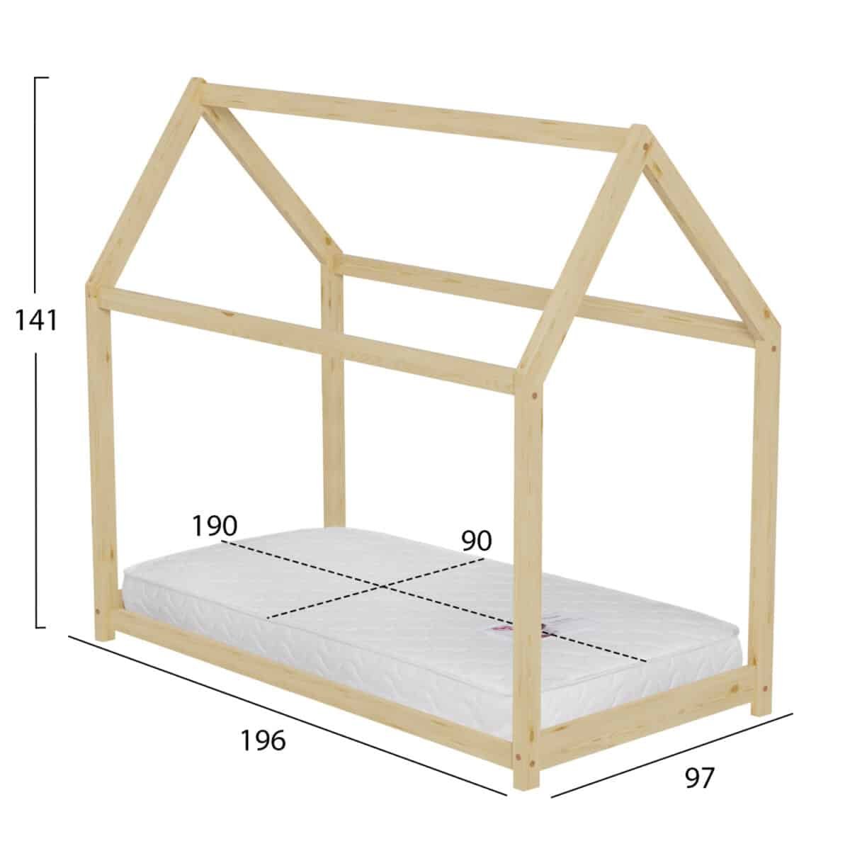 ΚΡΕΒΑΤΙ ΠΑΙΔΙΚΟ ΜΕ ΣΤΡΩΜΑ PEPE HM21302 ΞΥΛΟ ΠΕΥΚΟΥ ΣΕ ΦΥΣΙΚΟ--ΣΤΡΩΜΑ 90x190εκ - Image 3