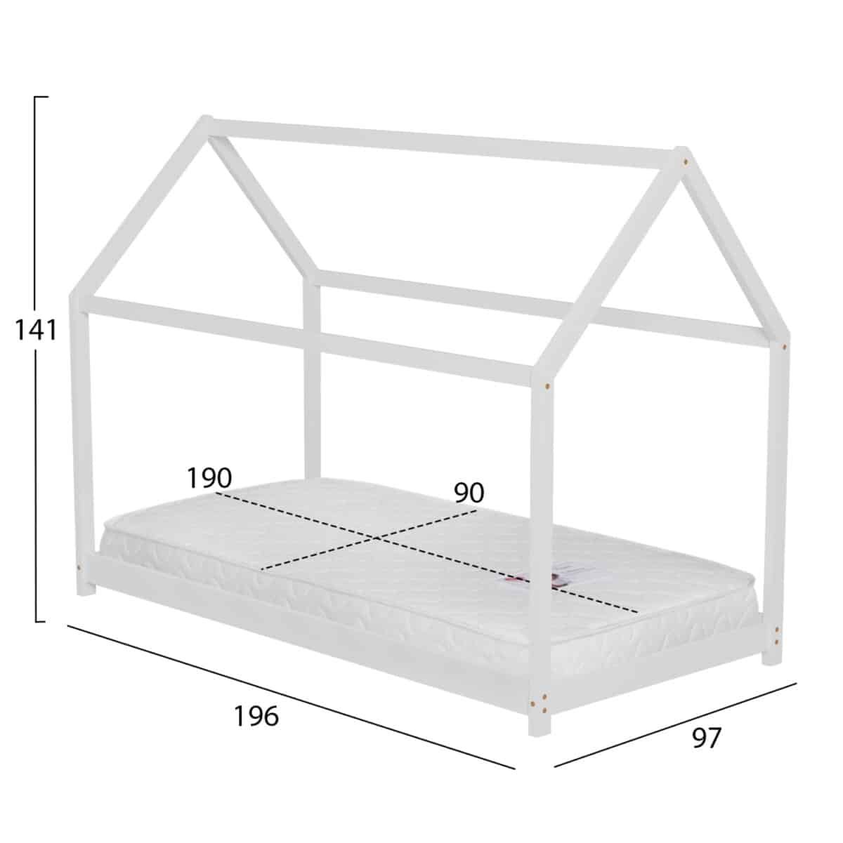 ΚΡΕΒΑΤΙ ΠΑΙΔΙΚΟ ΜΕ ΣΤΡΩΜΑ PEPE HM21302.01 ΞΥΛΟ ΠΕΥΚΟΥ ΣΕ ΛΕΥΚΟ--ΣΤΡΩΜΑ 90x190εκ - Image 3