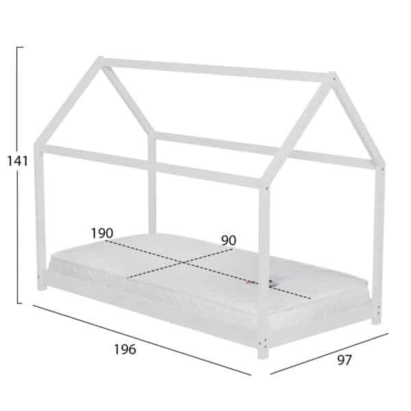ΚΡΕΒΑΤΙ ΠΑΙΔΙΚΟ ΜΕ ΣΤΡΩΜΑ PEPE HM21302.01 ΞΥΛΟ ΠΕΥΚΟΥ ΣΕ ΛΕΥΚΟ--ΣΤΡΩΜΑ 90x190εκ - Image 3
