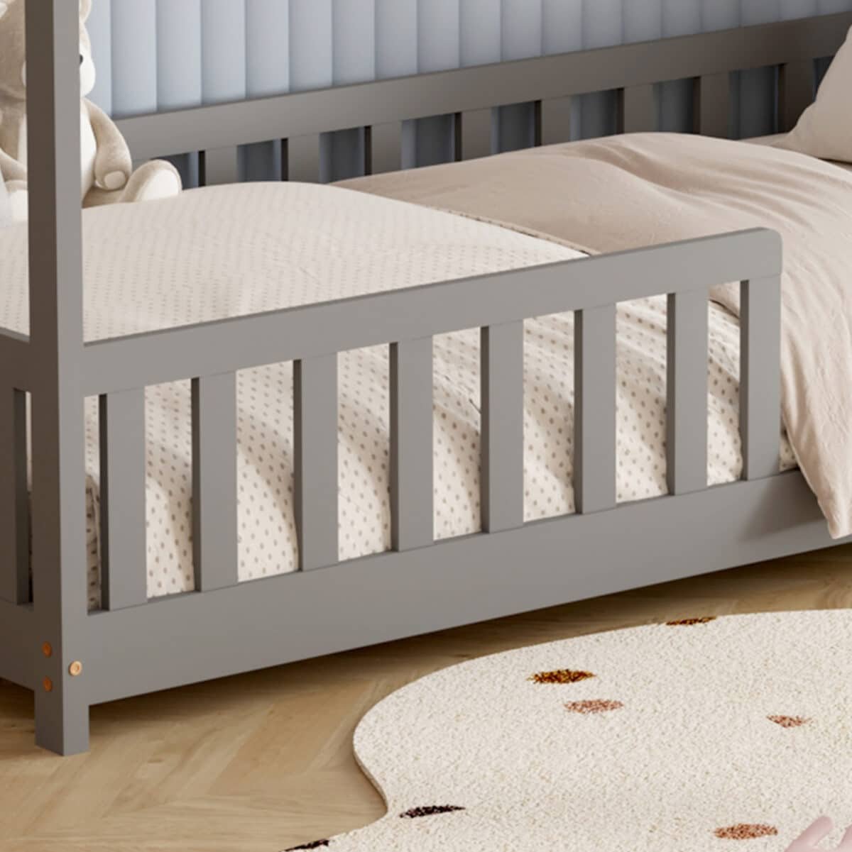 ΚΡΕΒΑΤΙ ΠΑΙΔΙΚΟ ΜΕ ΣΤΡΩΜΑ PHYLLIS HM21304.02 ΞΥΛΟ ΠΕΥΚΟΥ ΣΕ ΓΚΡΙ--ΣΤΡΩΜΑ 90x190εκ - Image 7