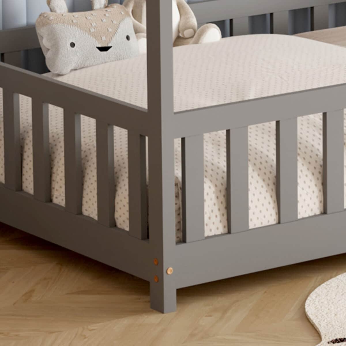 ΚΡΕΒΑΤΙ ΠΑΙΔΙΚΟ ΜΕ ΣΤΡΩΜΑ PHYLLIS HM21304.02 ΞΥΛΟ ΠΕΥΚΟΥ ΣΕ ΓΚΡΙ--ΣΤΡΩΜΑ 90x190εκ - Image 8