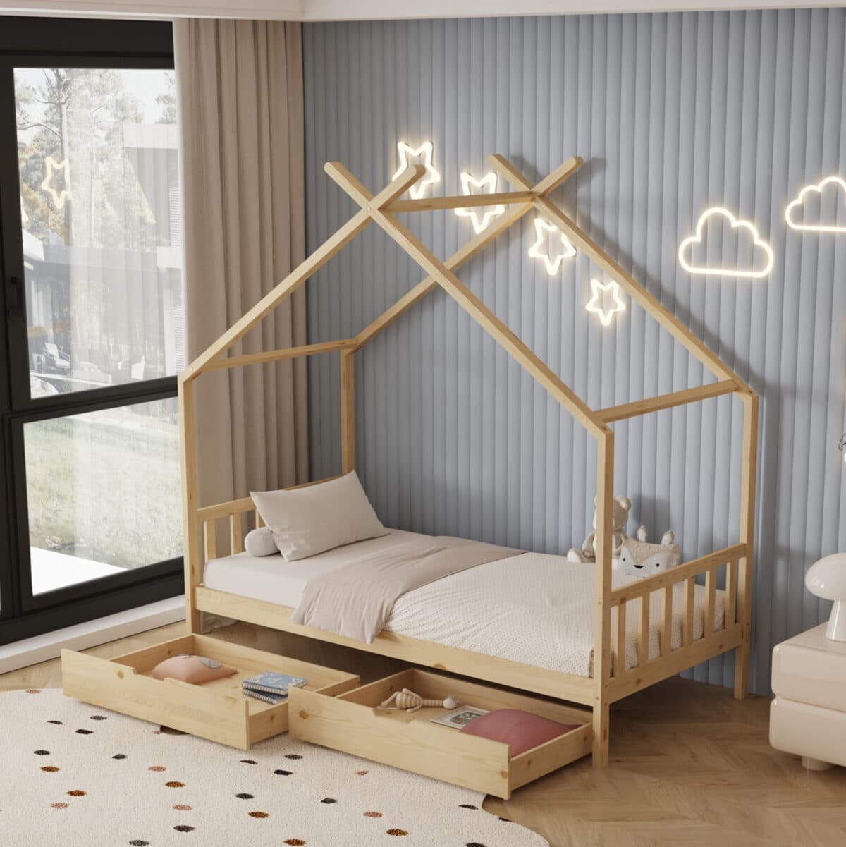 ΚΡΕΒΑΤΙ ΠΑΙΔΙΚΟ ΜΕ ΣΤΡΩΜΑ KLARICE HM21305 ΞΥΛΟ ΠΕΥΚΟΥ ΣΕ ΦΥΣΙΚΟ--ΣΤΡΩΜΑ 90x190εκ - Image 2