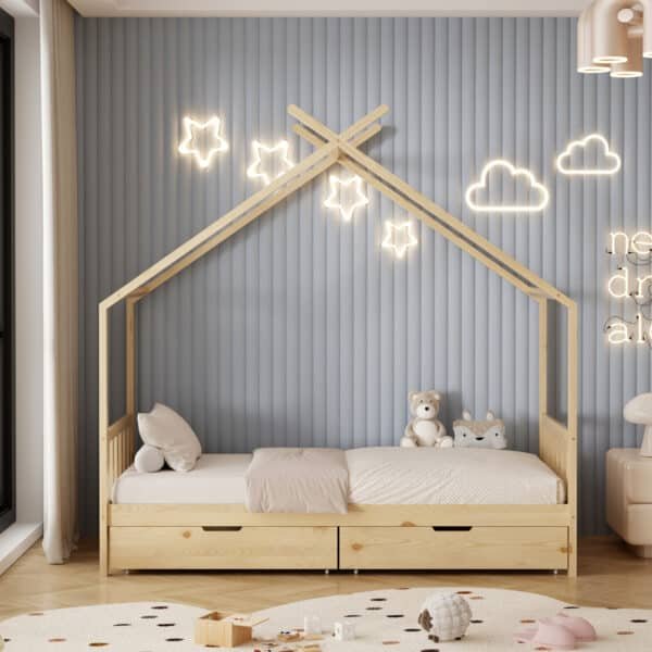 ΚΡΕΒΑΤΙ ΠΑΙΔΙΚΟ ΜΕ ΣΤΡΩΜΑ KLARICE HM21305 ΞΥΛΟ ΠΕΥΚΟΥ ΣΕ ΦΥΣΙΚΟ--ΣΤΡΩΜΑ 90x190εκ - Image 5