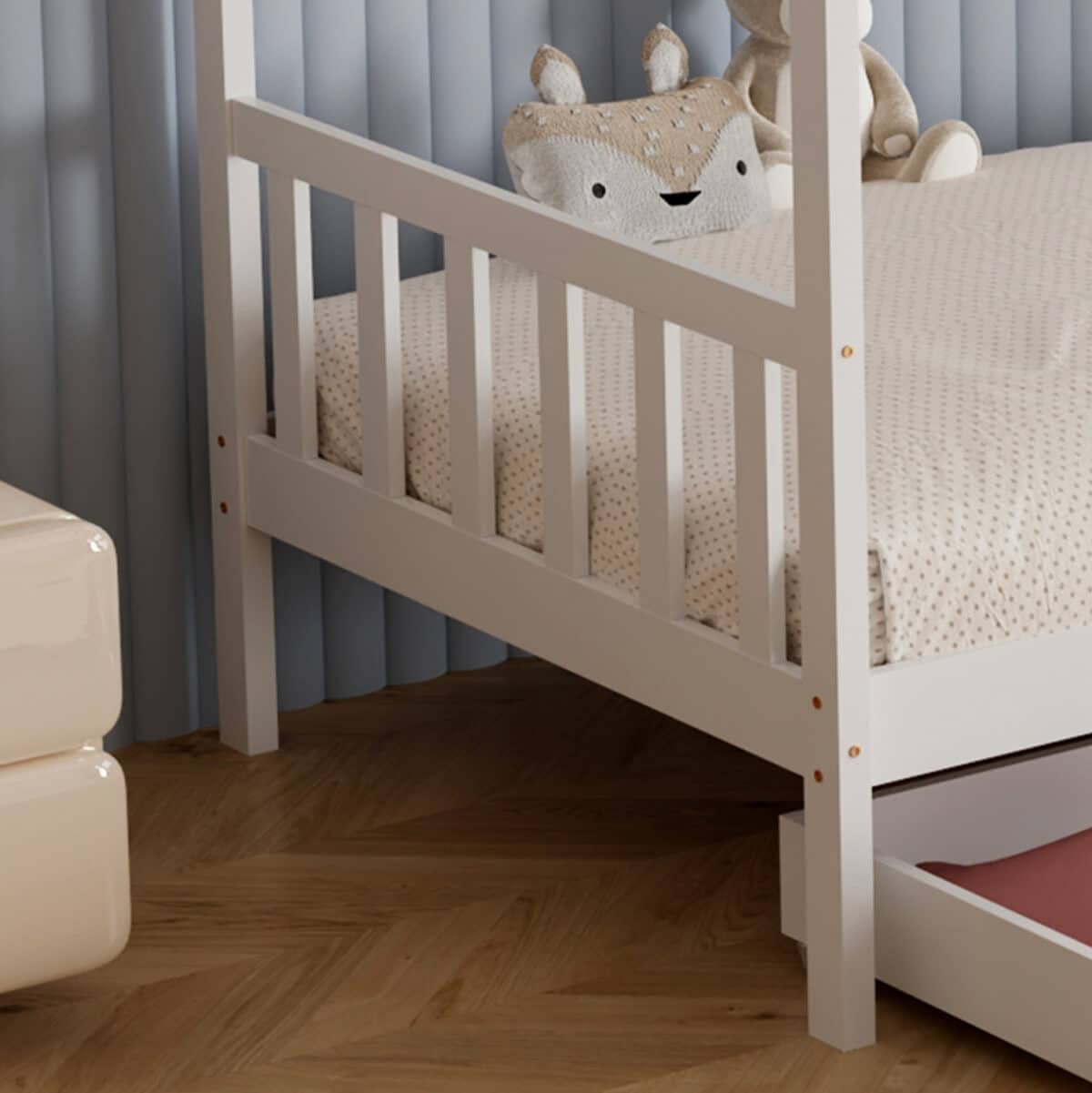 ΚΡΕΒΑΤΙ ΠΑΙΔΙΚΟ ΜΕ ΣΤΡΩΜΑ KLARICE HM21305.01 ΞΥΛΟ ΠΕΥΚΟΥ ΣΕ ΛΕΥΚΟ--ΣΤΡΩΜΑ 90x190εκ - Image 6