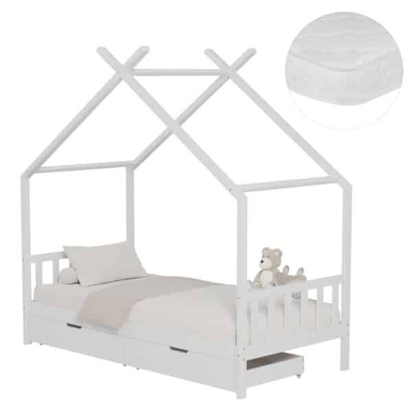 ΚΡΕΒΑΤΙ ΠΑΙΔΙΚΟ ΜΕ ΣΤΡΩΜΑ KLARICE HM21305.01 ΞΥΛΟ ΠΕΥΚΟΥ ΣΕ ΛΕΥΚΟ--ΣΤΡΩΜΑ 90x190εκ