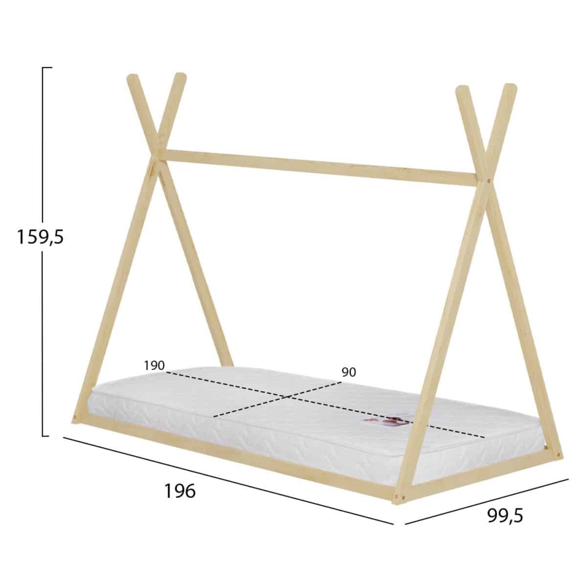 ΚΡΕΒΑΤΙ ΠΑΙΔΙΚΟ ΜΕ ΣΤΡΩΜΑ MUNK HM21306 ΞΥΛΟ ΠΕΥΚΟΥ ΣΕ ΦΥΣΙΚΟ--ΣΤΡΩΜΑ 90x190εκ - Image 3
