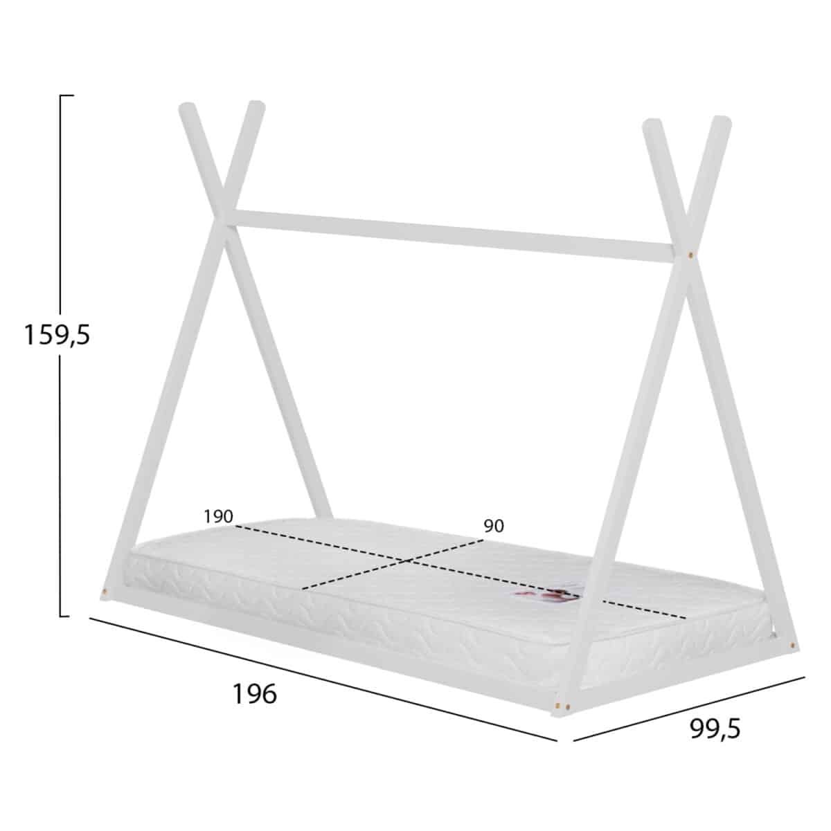 ΚΡΕΒΑΤΙ ΠΑΙΔΙΚΟ ΜΕ ΣΤΡΩΜΑ MUNK HM21306.01 ΞΥΛΟ ΠΕΥΚΟΥ ΣΕ ΛΕΥΚΟ--ΣΤΡΩΜΑ 90x190εκ - Image 3