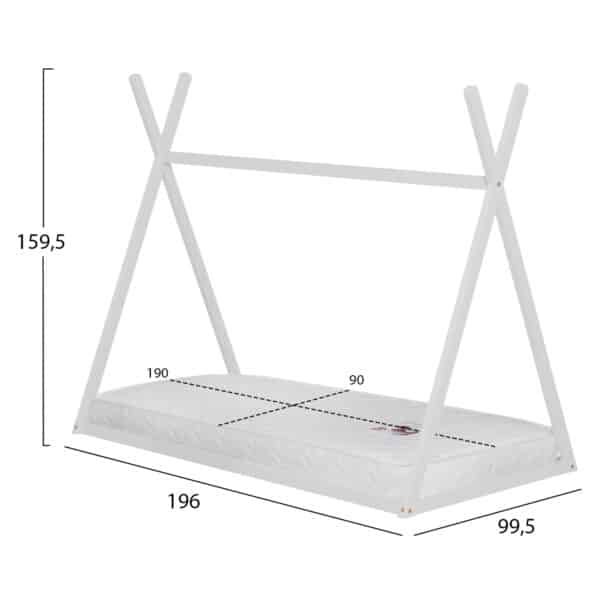 ΚΡΕΒΑΤΙ ΠΑΙΔΙΚΟ ΜΕ ΣΤΡΩΜΑ MUNK HM21306.01 ΞΥΛΟ ΠΕΥΚΟΥ ΣΕ ΛΕΥΚΟ--ΣΤΡΩΜΑ 90x190εκ - Image 3