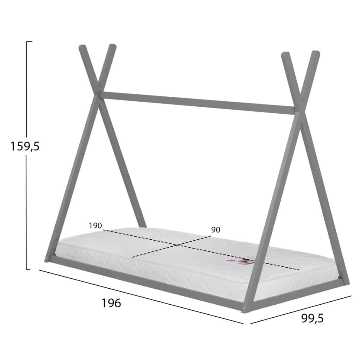 ΚΡΕΒΑΤΙ ΠΑΙΔΙΚΟ ΜΕ ΣΤΡΩΜΑ MUNK HM21306.02 ΞΥΛΟ ΠΕΥΚΟΥ ΣΕ ΓΚΡΙ--ΣΤΡΩΜΑ 90x190εκ - Image 3