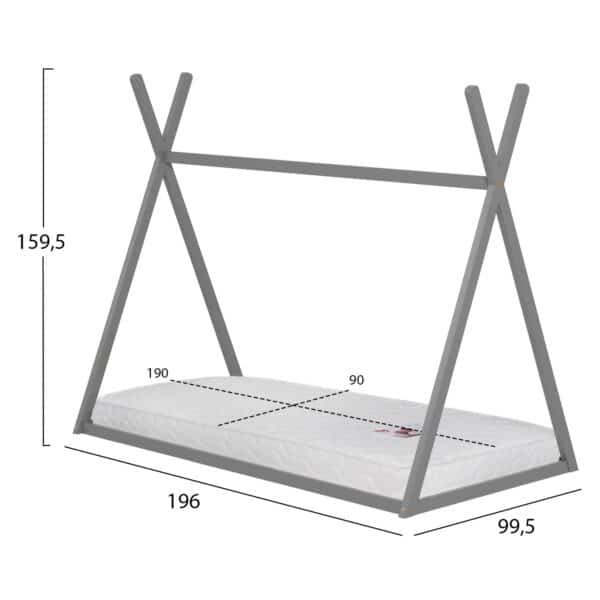 ΚΡΕΒΑΤΙ ΠΑΙΔΙΚΟ ΜΕ ΣΤΡΩΜΑ MUNK HM21306.02 ΞΥΛΟ ΠΕΥΚΟΥ ΣΕ ΓΚΡΙ--ΣΤΡΩΜΑ 90x190εκ - Image 3