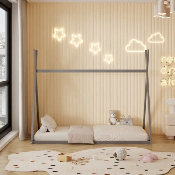 ΚΡΕΒΑΤΙ ΠΑΙΔΙΚΟ ΜΕ ΣΤΡΩΜΑ MUNK HM21306.02 ΞΥΛΟ ΠΕΥΚΟΥ ΣΕ ΓΚΡΙ--ΣΤΡΩΜΑ 90x190εκ - Image 5