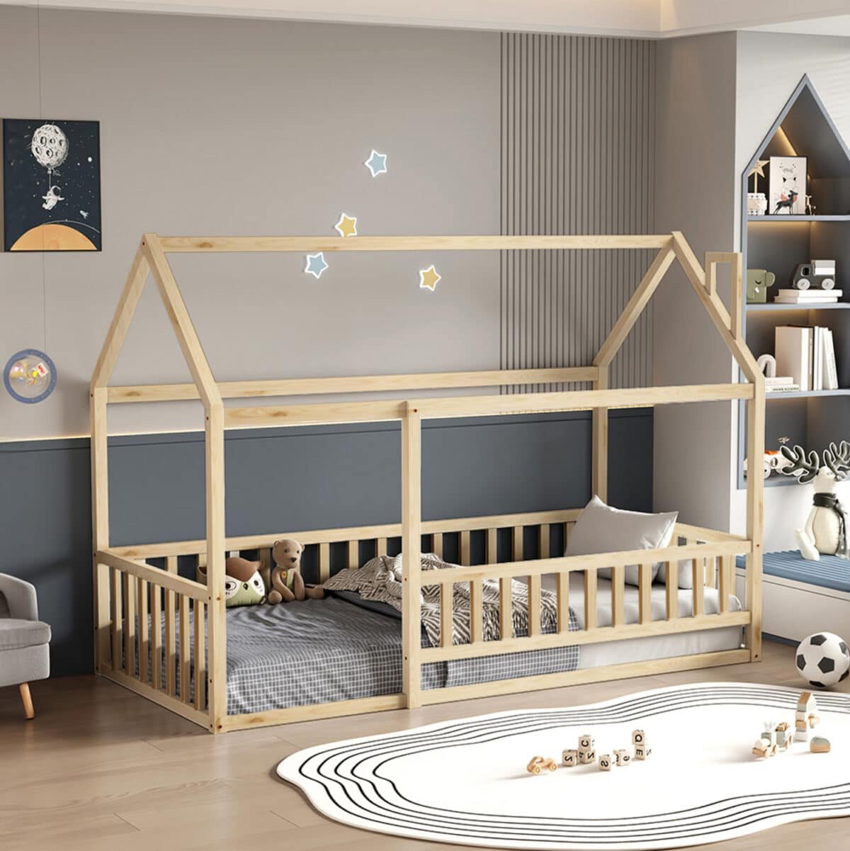 ΚΡΕΒΑΤΙ ΠΑΙΔΙΚΟ ΜΕ ΣΤΡΩΜΑ HOUSER HM21315 ΞΥΛΟ ΠΕΥΚΟΥ ΣΕ ΦΥΣΙΚΟ--ΣΤΡΩΜΑ 90x190εκ - Image 2