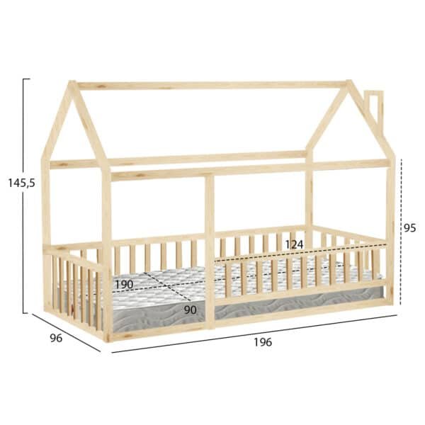 ΚΡΕΒΑΤΙ ΠΑΙΔΙΚΟ ΜΕ ΣΤΡΩΜΑ HOUSER HM21315 ΞΥΛΟ ΠΕΥΚΟΥ ΣΕ ΦΥΣΙΚΟ--ΣΤΡΩΜΑ 90x190εκ - Image 3