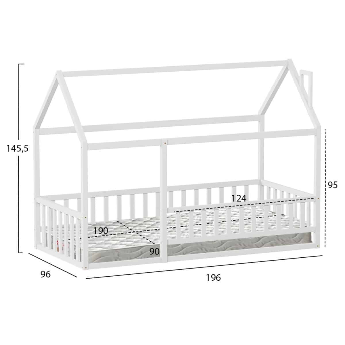 ΚΡΕΒΑΤΙ ΠΑΙΔΙΚΟ ΜΕ ΣΤΡΩΜΑ HOUSER HM21315.01 ΞΥΛΟ ΠΕΥΚΟΥ ΣΕ ΛΕΥΚΟ--ΣΤΡΩΜΑ 90x190εκ - Image 3