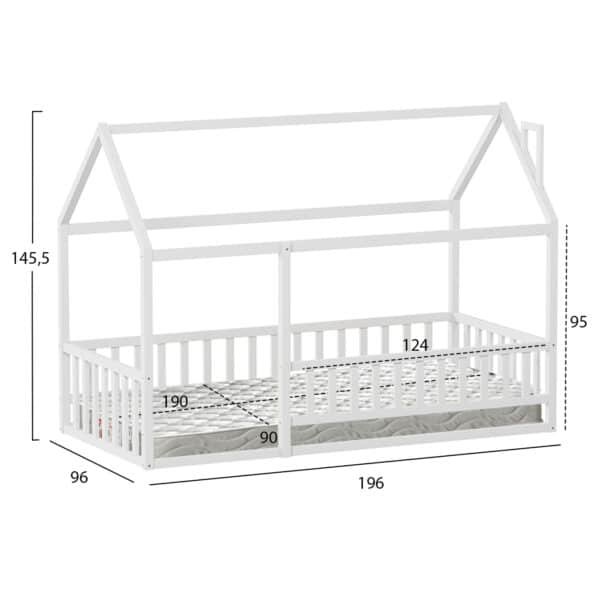 ΚΡΕΒΑΤΙ ΠΑΙΔΙΚΟ ΜΕ ΣΤΡΩΜΑ HOUSER HM21315.01 ΞΥΛΟ ΠΕΥΚΟΥ ΣΕ ΛΕΥΚΟ--ΣΤΡΩΜΑ 90x190εκ - Image 3