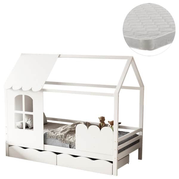 ΚΡΕΒΑΤΙ ΠΑΙΔΙΚΟ ΜΕ ΣΤΡΩΜΑ DOMER HM21319 ΞΥΛΟ ΠΕΥΚΟΥ ΣΕ ΛΕΥΚΟ--ΣΤΡΩΜΑ 90x190εκ