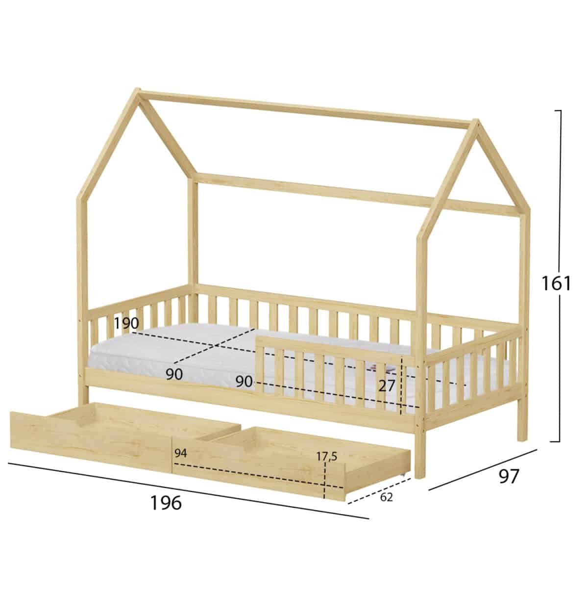 ΚΡΕΒΑΤΙ ΠΑΙΔΙΚΟ ΜΕ ΣΥΡΤΑΡΙΑ PHYLLIS HM21324 ΞΥΛΟ ΠΕΥΚΟΥ ΦΥΣΙΚΟ--ΜΕ ΣΤΡΩΜΑ 90x190εκ - Image 3