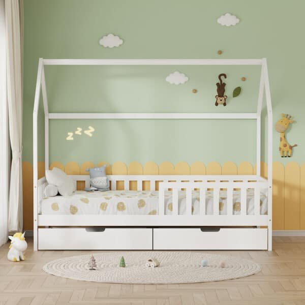 ΚΡΕΒΑΤΙ ΠΑΙΔΙΚΟ ΜΕ ΣΥΡΤΑΡΙΑ PHYLLIS HM21324.01 ΞΥΛΟ ΠΕΥΚΟΥ ΛΕΥΚΟ--ΜΕ ΣΤΡΩΜΑ 90x190εκ - Image 5