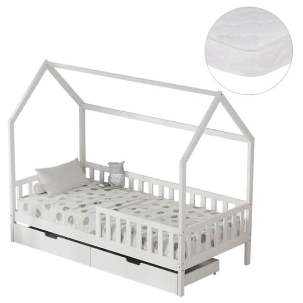 ΚΡΕΒΑΤΙ ΠΑΙΔΙΚΟ ΜΕ ΣΥΡΤΑΡΙΑ PHYLLIS HM21324.01 ΞΥΛΟ ΠΕΥΚΟΥ ΛΕΥΚΟ--ΜΕ ΣΤΡΩΜΑ 90x190εκ