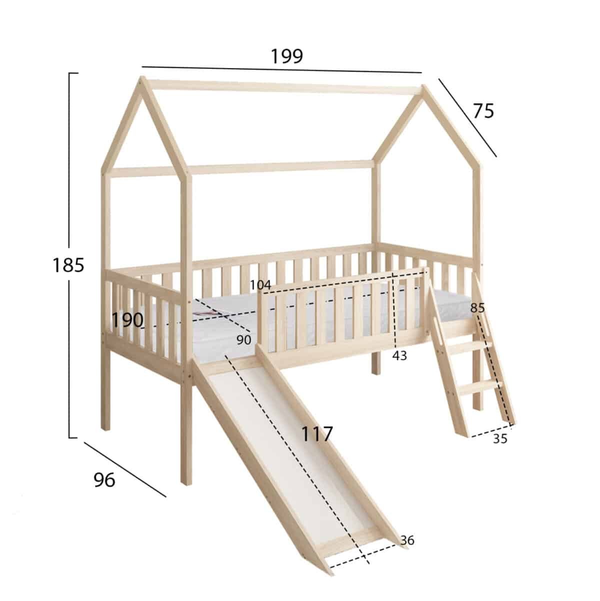 ΚΡΕΒΑΤΙ ΠΑΙΔΙΚΟ ΤΣΟΥΛΗΘΡΑ PHYLLIS HM21310 ΠΕΥΚΟ ΣΕ ΦΥΣΙΚΟ--ΜΕ ΣΤΡΩΜΑ 90x190εκ - Image 3