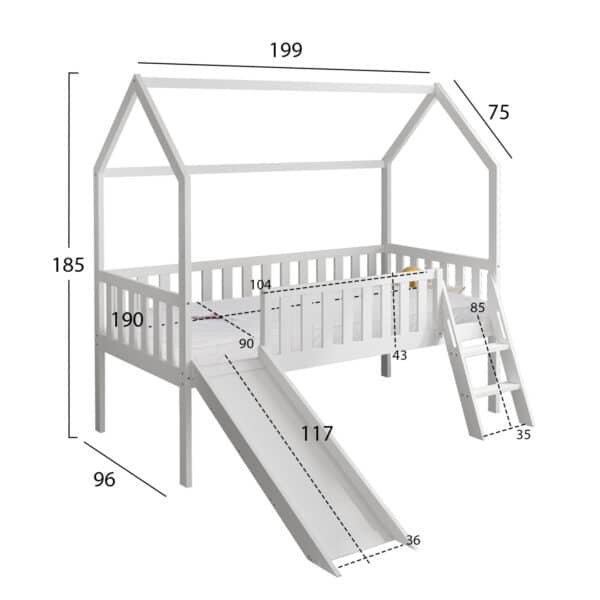 ΚΡΕΒΑΤΙ ΠΑΙΔΙΚΟ ΤΣΟΥΛΗΘΡΑ PHYLLIS HM21310.01 ΠΕΥΚΟ ΣΕ ΛΕΥΚΟ--ΜΕ ΣΤΡΩΜΑ 90x190εκ - Image 3