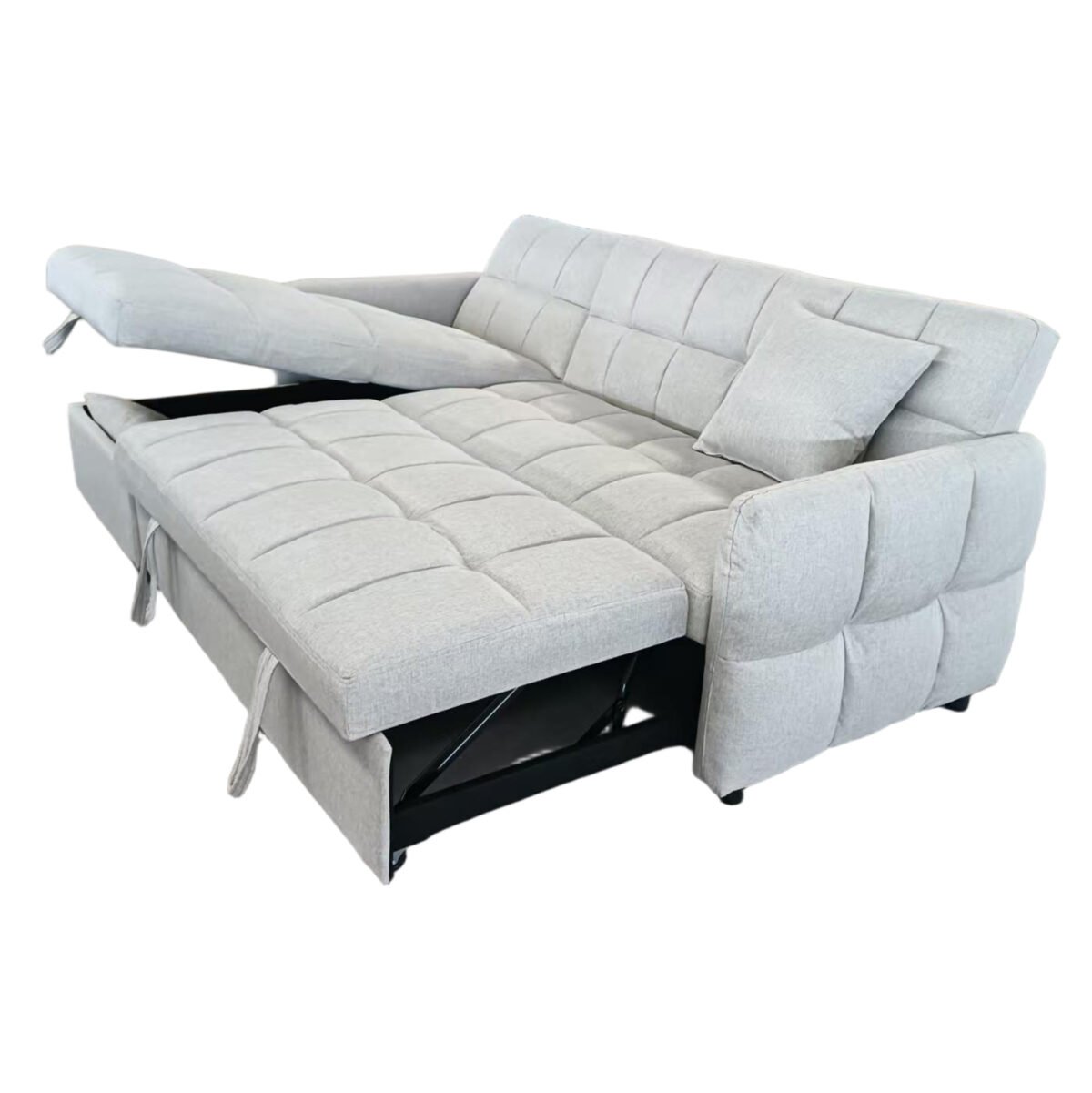 ΓΩΝΙΑΚΟΣ ΚΑΝΑΠΕΣ-ΚΡΕΒΑΤΙ ΑΝΑΣΤΡΕΨΙΜΟΣ NEZU HM3294.02 ΜΠΕΖ ΥΦΑΣΜΑ 213x145x83Υεκ. - Image 5