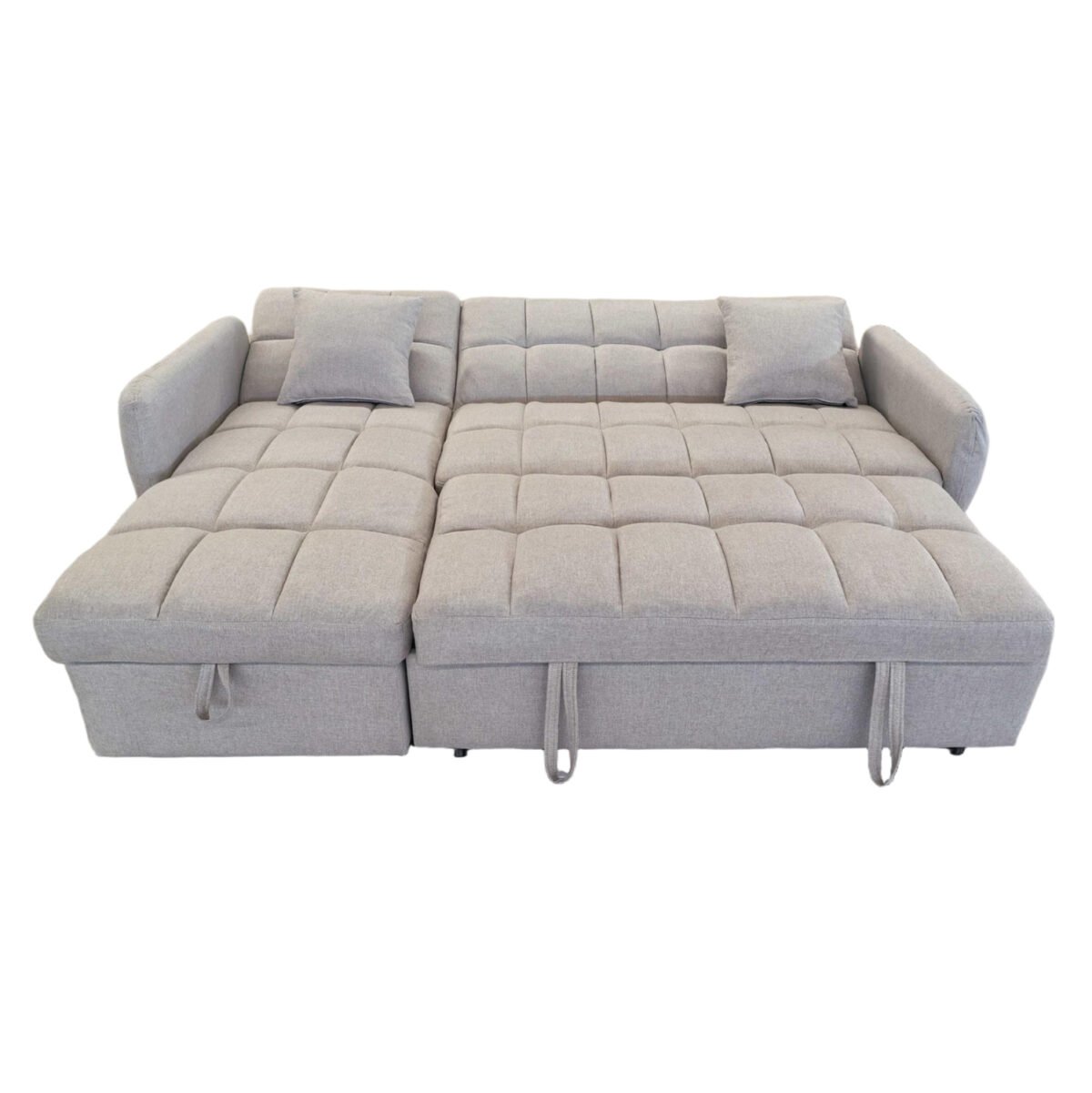 ΓΩΝΙΑΚΟΣ ΚΑΝΑΠΕΣ-ΚΡΕΒΑΤΙ ΑΝΑΣΤΡΕΨΙΜΟΣ NEZU HM3294.02 ΜΠΕΖ ΥΦΑΣΜΑ 213x145x83Υεκ. - Image 6