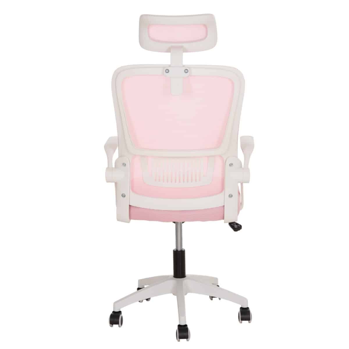 ΚΑΡΕΚΛΑ ΓΡΑΦΕΙΟΥ BLAZER HM1205.04 ΡΟΖ MESH-ΛΕΥΚΟΣ ΣΚΕΛΕΤΟΣ NYLON 60,5x47x85,5Υεκ. - Image 6