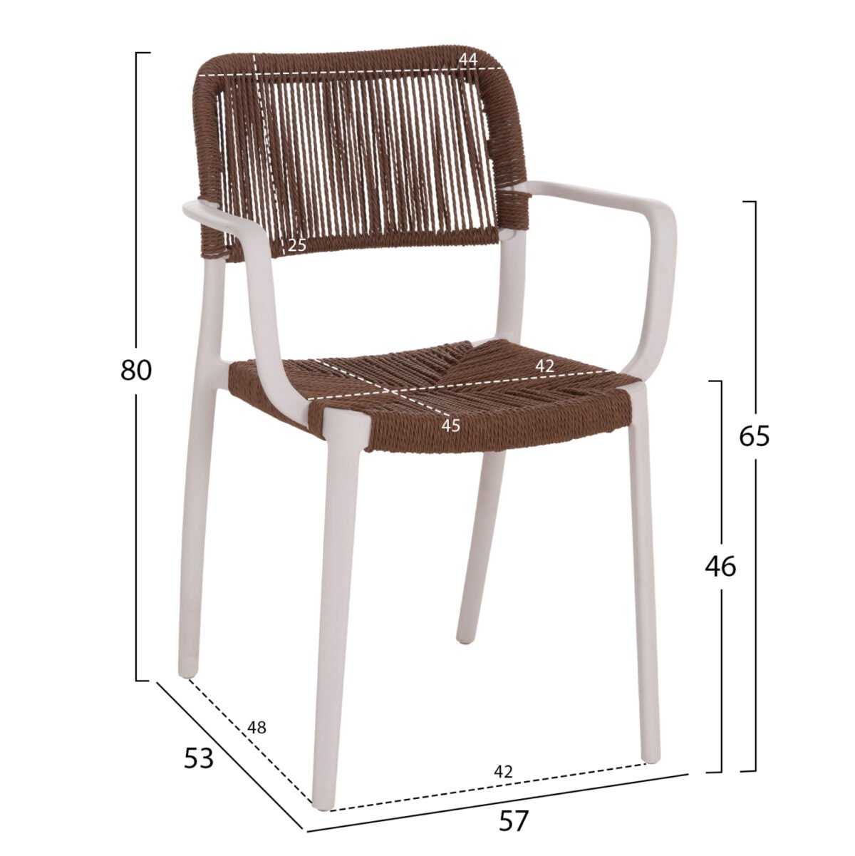 ΠΟΛΥΘΡΟΝΑ ΕΞ.ΧΩΡΟΥ STRIDER HM6391.01 ΛΕΥΚΟ ΠΟΛΥΠΡΟΠΥΛΕΝΙΟ--ΚΑΦΕ ΣΧΟΙΝΙ 57x53x80Υεκ. - Image 2