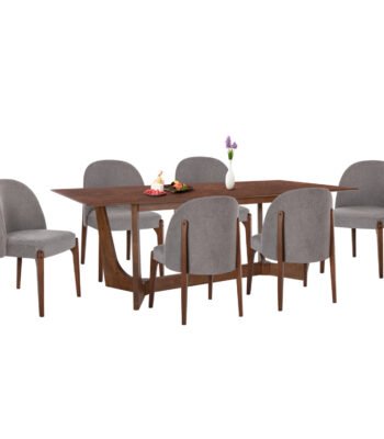 ΣΕΤ ΤΡΑΠΕΖΑΡΙΑΣ 7ΤΜΧ RIMER HM21339 ΤΡΑΠΕΖΙ ΑΠΟ MDF--ΚΑΡΕΚΛΕΣ ΑΠΟ RUBBERWOOD & ΥΦΑΣΜΑ