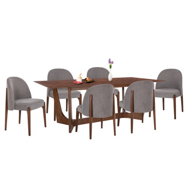 ΣΕΤ ΤΡΑΠΕΖΑΡΙΑΣ 7ΤΜΧ RIMER HM21339 ΤΡΑΠΕΖΙ ΑΠΟ MDF--ΚΑΡΕΚΛΕΣ ΑΠΟ RUBBERWOOD & ΥΦΑΣΜΑ